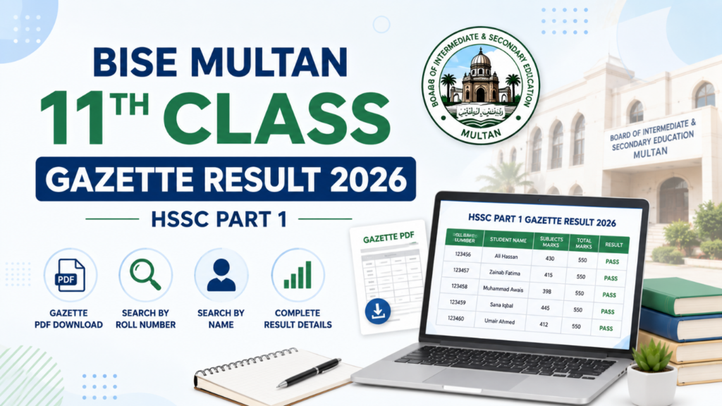 BISE Multan 11th Class Gazette Result 2026