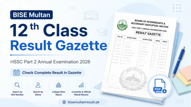 BISE Multan 12th Class Result Gazette 2026