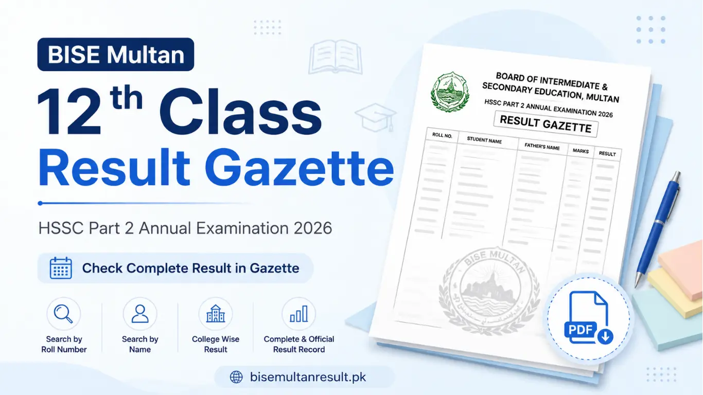 BISE Multan 12th Class Result Gazette 2026