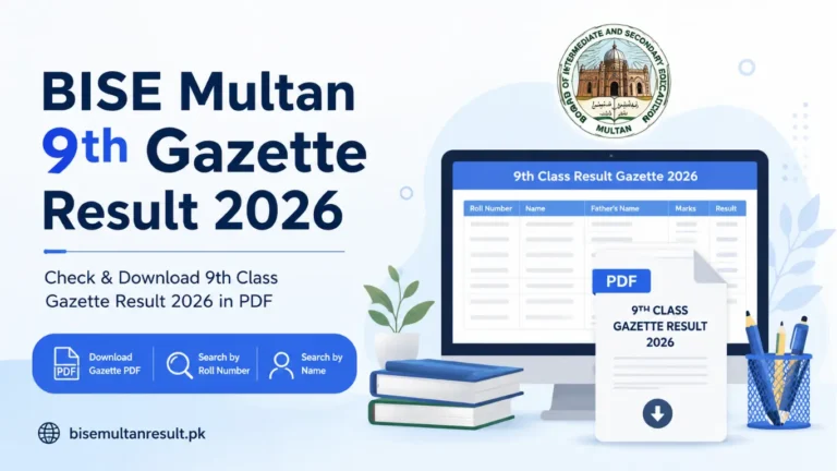 BISE Multan 9th Gazette Result 2026