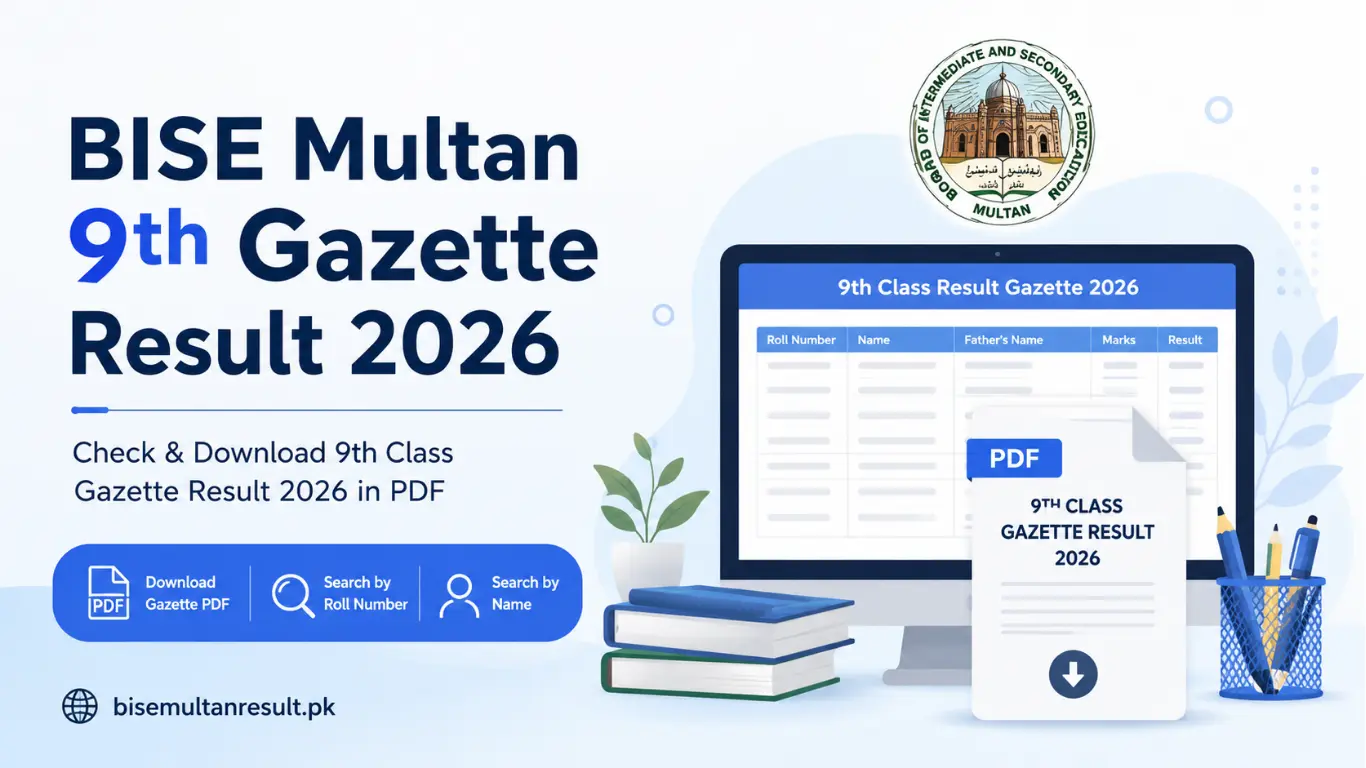 BISE Multan 9th Gazette Result 2026